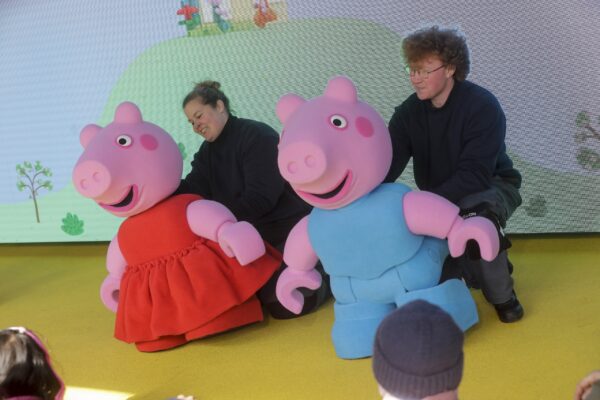Puppet Peppa Pig Duplo and George Pig Duplo Puppet dancing and performing on Theatre Stage at Legoland Billund Legoland New York